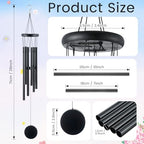 Yahenda 6 Pcs 28 Inch Rustic Wind Chimes for Outside Deep Tone Wind Chimes with 6 Aluminum Tubes Memorial Coolest Windchimes Outdoors for Farmhouse Garden Patio Home Decor (Blackwood, Black) - Image 2