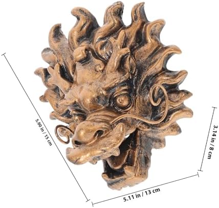 Dragon Head Fountain Faucet Resin Wall Mounted Garden Decor Coffee - Image 2
