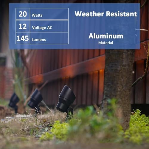 4 Pack - Malibu 9604 Flood Light Low Voltage Landscape Lighting - 20W 145 Lumens Halogen Malibu Outdoor Lights 2800K with Stake Connector - Image 2