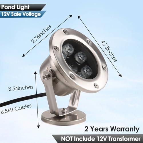 LED Pond Light Submersible Waterfall Fountain Underwater Light 12W 12V Warm White Color for Outdoor Home Garden Patio Pond - Image 3