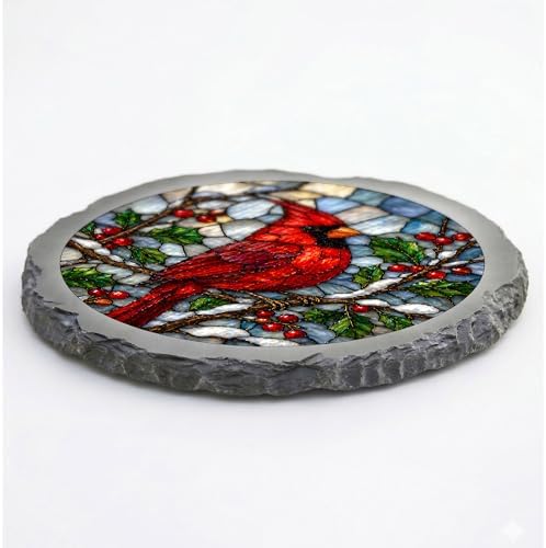 Magnolia Garden 10-Inch Red Cardinal Stepping Stone - Faux Stained Glass Winter Bird Garden Stone, Weather-Resistant Resin Pathway Accent, Memorial Songbird Outdoor Yard Decor & Walkway Plaque - Image 3
