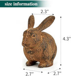 Sungmor Cast Iron Rust Rabbit Statue, Multi-Purpose Paperweight Doorstop - Image 6
