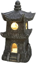 Pagoda Garden Statue - Resin Outdoor Zen Garden Decor with Auto On/Off, Water-Resistant for Patio, Yard, Lawn Pagoda Statue, Lantern, Decor by Unknown