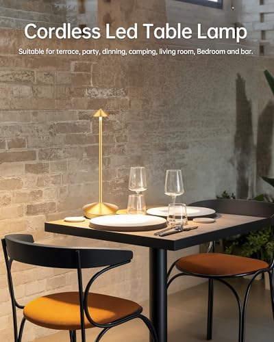 Portable Led Cordless Lamp Table Light 2 Pack, Rechargeable 6000mAh Battery Outdoor Table Lamp for Dinning Restaurant Patio Bedroom Camping, IP54 Waterproof, Dimmable - Image 3