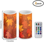 5.7" x 3" Fall Maple Leaves Battery Operated Candles with Timer Flameless LED Candles with Remote Color Changing for Thanksgiving Day Decoration Plastic Pillar Lights Bulk - Image 2