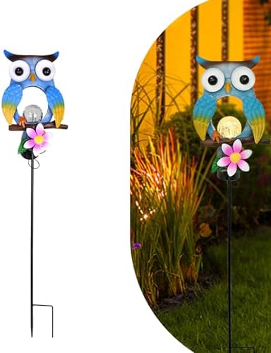 Animal Modeling Design Garden Decor Solar Lights Owl Lawn Light, for Yard Outdoor Decorations Ground Inserted Outdoor Waterproof Garden Lamp LED,Patio, Courtyard, Gifts for Mom Grandma (Warm) by YMTengFei