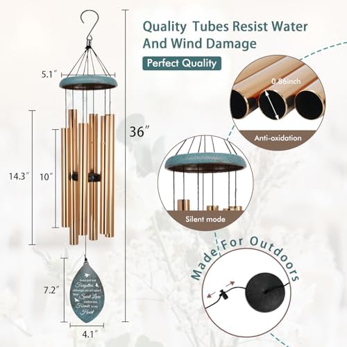 Sympathy Wind Chimes Personalized, 36inch in Loving Memory Wind Chimes, Memorial Gifts for Loss of Loved Mom/Dad, Windchime for Funeral Outdoor - Image 5