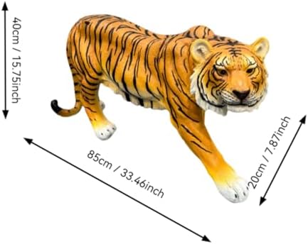 Large Realistic Orange Tiger Garden Statue - 33.46" L x 15.75" H Resin Wildlife Sculpture - Lifelike Animal Figurine Decor for Patio, Lawn, Yard, and Safari Themed Outdoor Spaces - Image 2