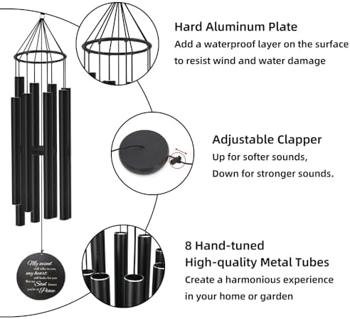 Sympathy Wind Chimes, Personalized Name Sympathy Gifts, Colorful Flower Butterfly Memorial Wind Chime for Loss of Loved Dad/Mom, Black Wind Chimes for Condolences - Image 4