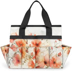 Garden Tool Bag Organizer Garden Tote Bag with Pockets Poppy Watercolor Tool Storage Organizer Gardening Tool Kit Holder 13" x 6.8" x 2.8" by Unknown