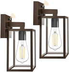 FOLKSMATE 2 Pack Dusk to Dawn Outdoor Wall Light Fixtures, Exterior Porch Light, Waterproof Wall Sconces Lanterns, Sensor Lighting Wall Mount for House Doorway Garage, Dark Chocolate - Image 2