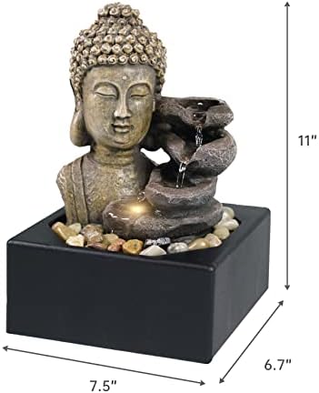 Ferrisland Indoor Table Waterfall Resin Fountain with LED Warm Light - Image 4