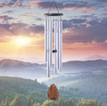 38" Silver Aluminum Wind Chimes for Outside, Deep Tone, E Major Pentatonic by UpBlendOutdoors