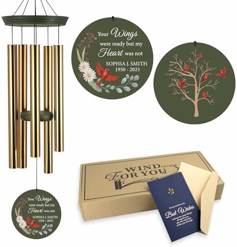 ASTARIN Personalized Large Deep Tone Cardinal Wind Chimes, Customized Memorial Gifts for Loss of Lover/Sister/Friend, Sympathy Gift Wind Chime for Condolences Remembrance(Produced in Texas) by Astarin