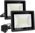 Ceena 2 Pack 60W Plug in LED Flood Light Outdoor, 6000lm Super Bright Floodlight with Switch and 5.9FT Wire, IP66 Waterproof 6000K LED Work Light for Garage, Yard, Patio, Front Door by Ceena