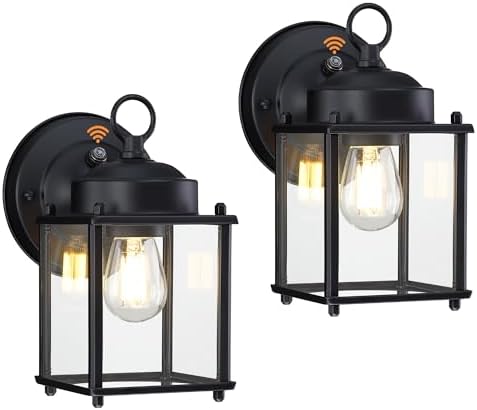 GRUENLICH Outdoor Wall Light Fixture, Clear Glass, Black, 2 Pack by GRUENLICH