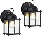 GRUENLICH Outdoor Wall Light Fixture, Clear Glass, Black, 2 Pack by GRUENLICH