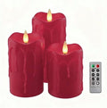 Flameless Pillar Candles Flickering with Remote Timer, Battery Operated LED Candles Up to 400 Hours, 3D Moving Flame Real Wax Candles. (Red with Dripping Tear) by CozierGlow