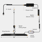 Bamworld Hanging Grow Light for Indoor Plants 12in Large Head Full Spectrum - Image 2