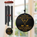 Personalized Golf Memorial Wind Chime – “Golfing on The Greens of Heaven” Custom Name & Years – Sympathy Gift for Golfers, Dad, or Grandpa – Outdoor Remembrance Windchime for Loss of Loved One by AlpadilCo