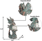 TERESA'S COLLECTIONS Fairy Garden Statue Solar Resin Patina Bronze 12.4" - Image 5