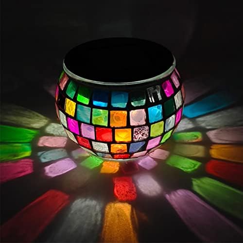 Solar Decorative Light, Color Changing Solar Powered Glass Mosaic Ball Led Garden Lights, Colorful Hanging Solar Lantern Decorative, Mosaic Glass Solar Lamp, for Garden Outside - Image 3