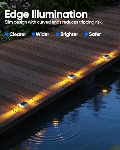 DetarZinLED Solar Deck Lights Outdoor IP68 Waterproof 8 Pack Amber Warm - Image 4
