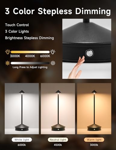 LED Rechargeable Cordless Table Lamps Black - Image 3