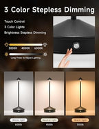 LED Rechargeable Cordless Table Lamps Black - Image 3