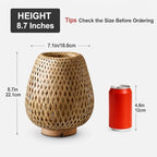 Boho Rattan Small Table Lamp with Double Layer Bamboo Woven Shade - Image 3