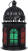 Moroccan Style Decorative Hanging Candle Lantern Colorful Glass Candle Holder Retro Desktop Home Ornament for Indoor Outdoor Use by GOOHOCHY