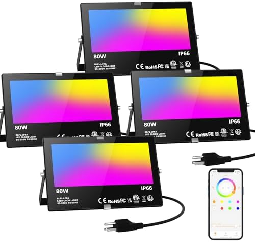 LED Flood Light Outdoor 800W Equivalent Smart RGB IP66 Landscape Lighting by Taptoron