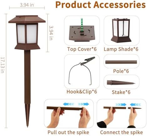 6Pack Solar Pathway Lights Outdoor with Flickering Flame, IP65 Waterproof, Solar Flame Lights with Hook, Upgraded 1000mAH Battery, Up to 12Hrs, Auto On/Off, Decor for Garden, Walkway - Image 2