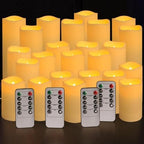 YOROXRG Set of 24 Waterproof Outdoor Flameless Candles, LED Candles with 4 Remote and Timer,(H 4" 5" 6" x D 2.2"),for Halloween Wedding Festiv by YOROXRG