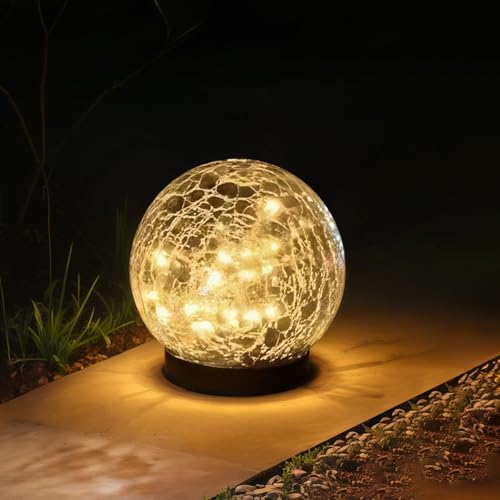 Solar Crackle Glass Garden Lights, Color Changing Orb Design, Outdoor Waterproof Globe Lights, Solar Powered LED Landscape Lighting, Decorative Path Stake Lights for Lawn, Yard, Patio, Villa - Image 4