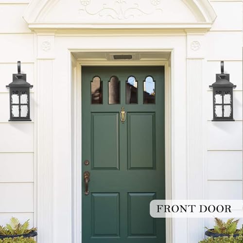 Darkaway Large Outdoor Light Fixtures Wall Mount, 21inch Outside Wall Lights Exterior Lighting Fixture with Water Ripple Glass Outdoor Sconce for House Porch Hallway Garage, 2Pack - Image 2