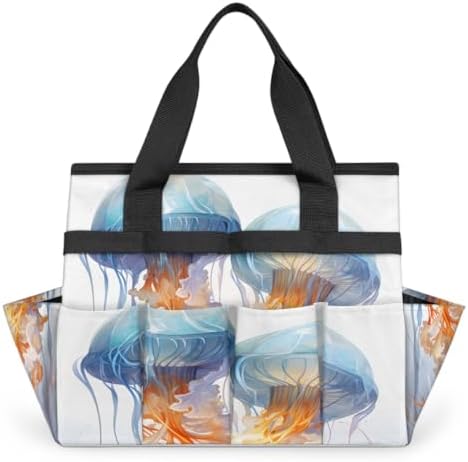 Jellyfish Garden Tool Bag Organizer Heavy Duty Animal Marine Life Gardening Tote Bag with 10 Pockets for Women Men Gardening Gifts by Home