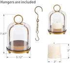 5"x7.5" Versatile Modern Metal Hurricane Lantern with Handmade Sturdy Glass Dome in Antique Brass for 3" Pillar Candle & Plants, Industrial, Farmhouse, Shabby Chic (Brass, 5"x7.5" for 3" Pillar) - Image 2