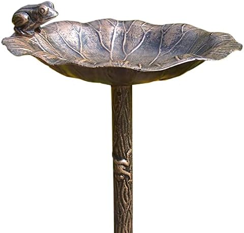 Oakland Living 5012AB Antique Bronze Frog Design Aluminum Birdbath - Image 2