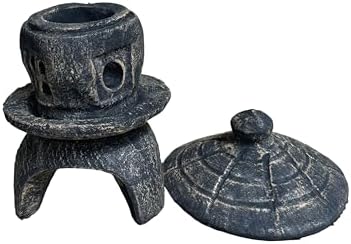 Solid Rock Stoneworks Small Round Concrete Pagoda Statue for Garden, Japanese/Chinese/Asian Style- Autumn Brown Color - Image 2