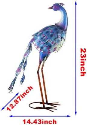 Peacock Statue Metal Peacock Sculpture Garden Decoration Metal Yard Art for Patio Lawn Backyard Outdoor Decoration A Set of 2 - Image 2