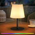 Solar Table Lamp Outdoor, Rechargeable Cordless Patio Lamp with RGB Light by UUFFOO
