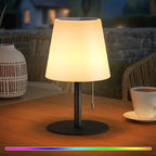 Solar Table Lamp Outdoor, Rechargeable Cordless Patio Lamp with RGB Light by UUFFOO