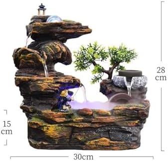 Tabletop Fountain Resin Indoor Waterfall Rockery Stream Tabletop Fountain for Home and Office Decor Water Feature Relaxation Fountain - Image 2