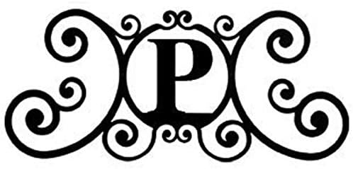 SIGMALL 24 Inch House Plaque Letter - Wrought Iron Metal Scrolled Monogram Initial Letter Home Door Wall Hanging Art Decor Family Name Last Name Letter Sign (P, 24 x 11 inches,Thick 0.078 inch (2mm)) by Unknown