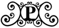 SIGMALL 24 Inch House Plaque Letter - Wrought Iron Metal Scrolled Monogram Initial Letter Home Door Wall Hanging Art Decor Family Name Last Name Letter Sign (P, 24 x 11 inches,Thick 0.078 inch (2mm)) by Unknown
