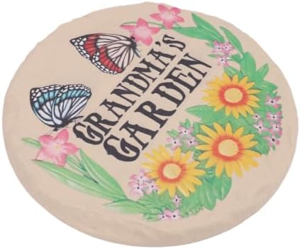 Resin Stepping Stones with Ground Stakes, Round Decorative for Lawn Patio by Fdit