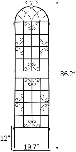 4 Pack 86.2x19.7in Metal Garden Trellis for Climbing Plants,Black Metal Garden Trellis for Vines Plant Rose Vegetable Support,Large Decorative Outdoor Trellis - Image 3