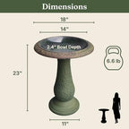 Tall Bird Bath for Outside 23 Inch Roman Green - Stone-Resin Composite Pedestal Birdbath Bowl - Decorative Standing Outdoor Garden Decor for Front Porch Patio Yard Backyard Lawn Ornament - Image 4