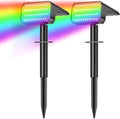 LANSOW Solar Spot Lights Outdoor Color Changing, 2 Pack/7 Modes Waterproof Solar Christmas Landscape Spotlights, LED Solar Powered Flood Lights for Yard Garden Pathway Outside Halloween, Auto ON/Off by LANSOW